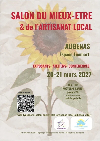 Affiche du Salon du mieux-être et de l'artisanat local, Aubenas 2027.